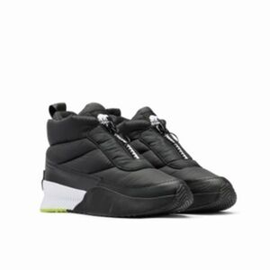 NWT Sorel Out N About III Puffy‎ Zip Waterproof Boot in Black Sea Salt Size 10